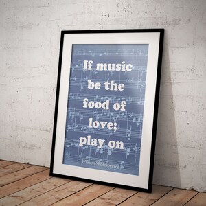 Music Quote Print Shakespeare Quote Print Music Quote Print | Etsy