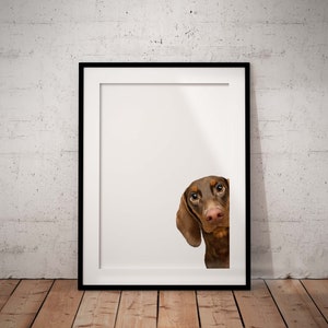 Cute, Peeking Chocolate And Tan Sausage Dog, Dachshund Giclée Art Print With Optional Personalisation, Unframed