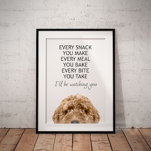 Golden Tan Cockapoo Giclée Peeking "Every Snack" Art Print  (UNFRAMED)