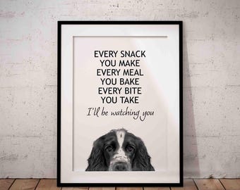 Cocker Spaniel Art Print, Funny Dog Quote, Giclée Home Decor UNFRAMED