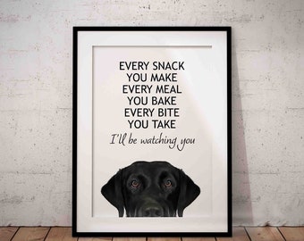 Every Meal You Make Black Labrador Retriever Giclée Art Print, Peeking, Unframed