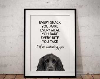 Black Cocker Spaniel Art Print, Funny Dog Quote, Optional Personalization (UNFRAMED)