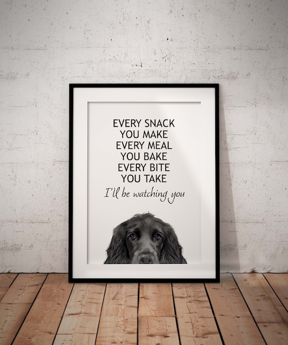Black Cocker Spaniel Art Print, Funny Dog Quote, Optional Personalization (UNFRAMED)