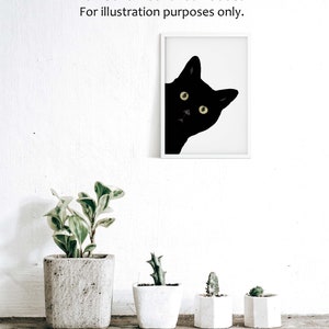 Cute, Peeking Black Cat Giclée Art Print With Optional Personalisation, Unframed image 6