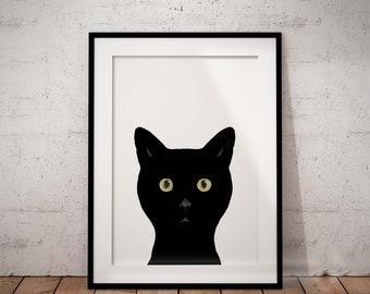 Fun Black Cat Giclée Art Print With Optional Personalisation, Unframed