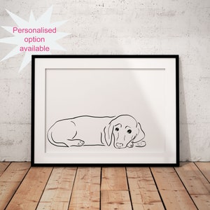Cute Dachshund Poster Print, Minimal Line Art Print, Sausage Dog Line Art Print, Dog Lover Gift, Wiener Wall Decor, Pet Print, Unframed