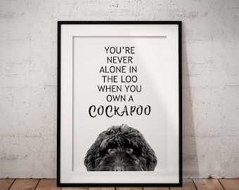 Peeking Black Cockapoo Loo Giclée Art Print, Funny Dog Lover Gift, UNFRAMED