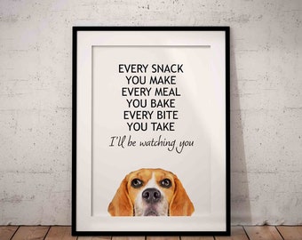 Every Meal You Make Beagle Giclée Art Print, Peeking, Unframed