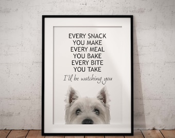 West Highland Terrier UNFRAMED Giclée Art Print, Funny Dog Lover Gift, Westie Decor
