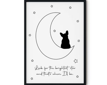 French Bulldog Moon Giclée Print, Pet Memorial Art, Customisable UNFRAMED