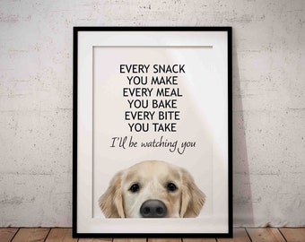 Every Meal You Make English Cream Golden Retriever Giclée Art Print, Peeking, Unframed