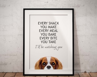 Every Meal You Make Blenheim Cavalier King Charles Spaniel Giclée Art Print, Peeking, Unframed