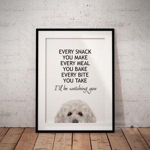 Bichon Frise Giclee Art Print With White Background, I'll Be Watching You, Hungry, Peeking Bichon , Unframed