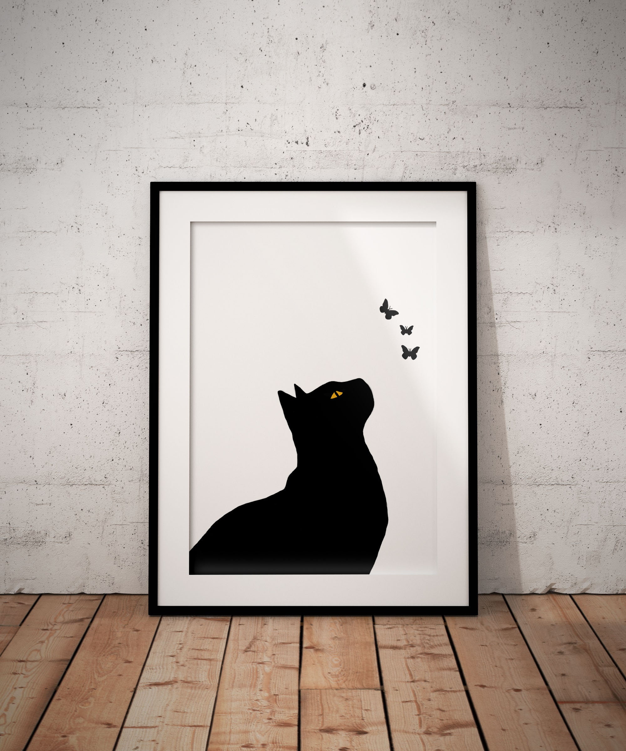 Black Cat Print Wall Art Poster Art Print Cat Print Wall Decor Etsy