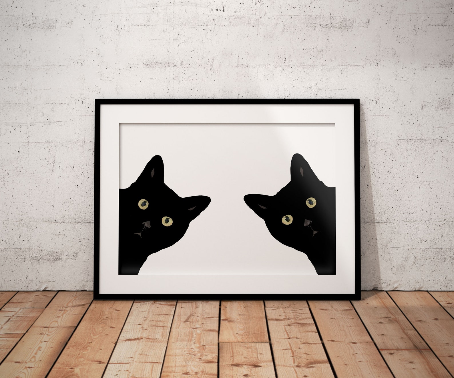 2 Black Cats Print Wall Art Poster Art Print Cat Print Wall Etsy