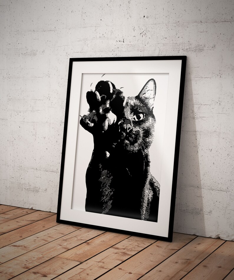 Black Cat Print Wall Art Poster Art Print Cat Print Wall Decor Etsy