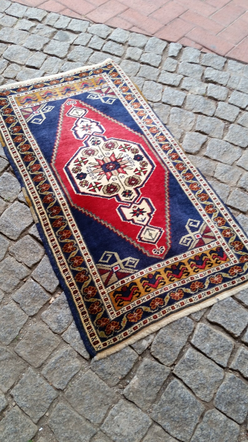 Yastik Door Mat,1.8x3.4 ft Oushak Rug boho decor rug Turkish small rug Oriental Small Anatolia Rugs Vintage Small Turkish Rug wool rug