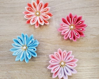 Handmade Kanzashi flower hair clip barrette/ Hair flower clip/ Geisha yukata hair accessories