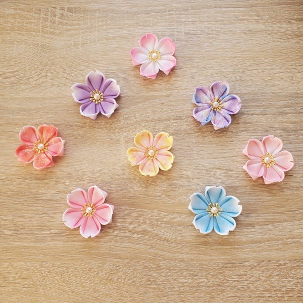 Kanzashi cherry blossom flower hair clip barrette/ Sakura Hair flower clip/ Geisha yukata hair accessories