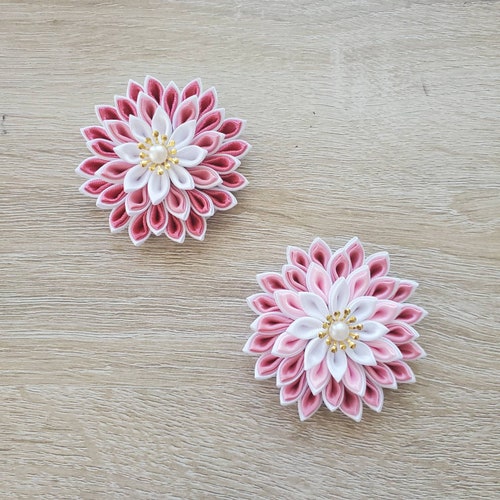 Handmade Kanzashi Dahlia Flower Hair Clip Barrette/ Geisha - Etsy