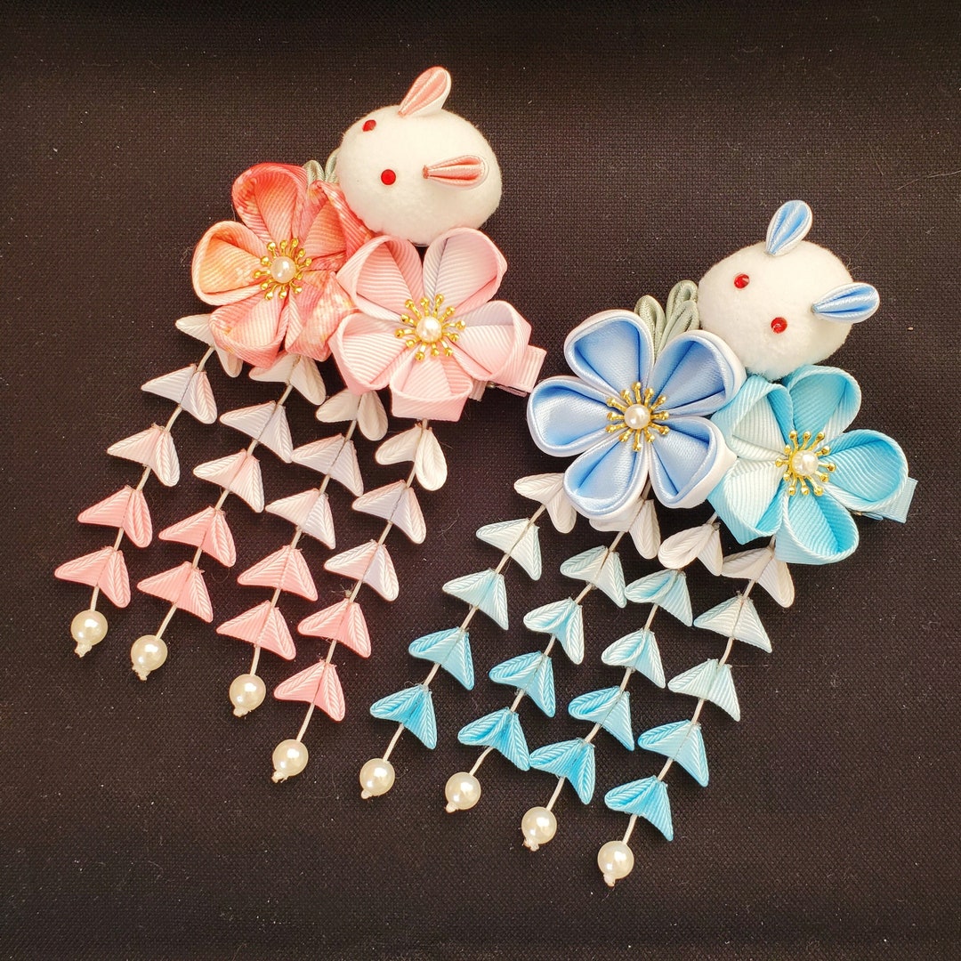 Handmade Kanzashi Cherry Blossom Sakura Flowers Hair Clip Barrette
