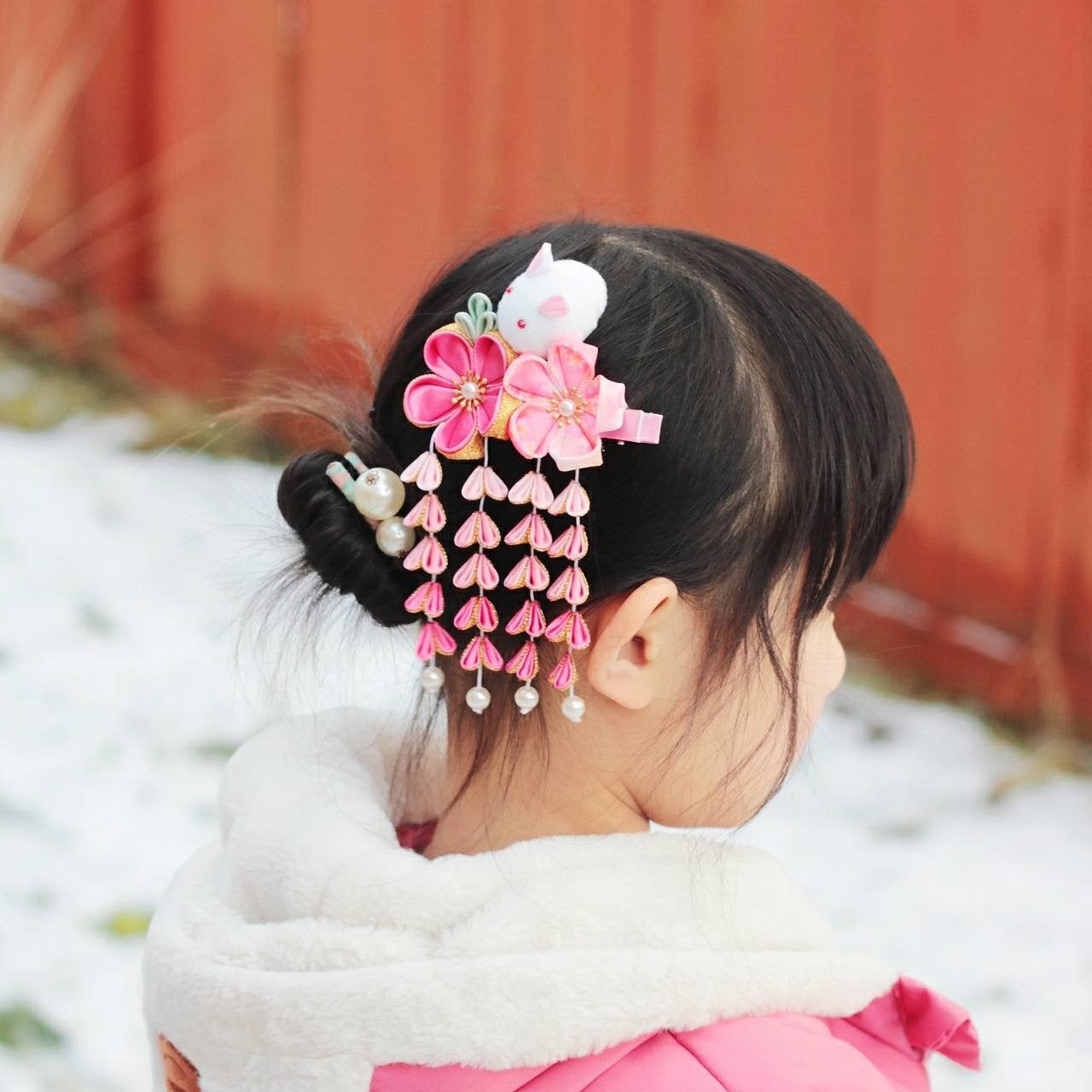 Handmade Kanzashi Cherry Blossom Sakura Flowers Hair Clip Barrette