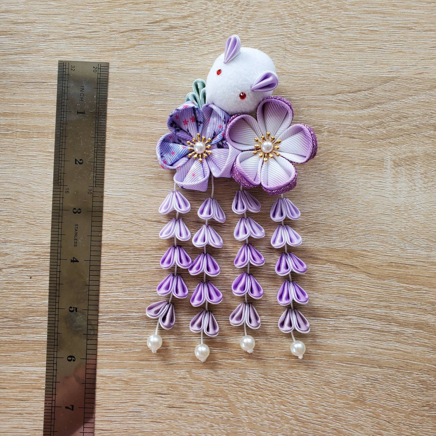 Purple Easter Bunny Handmade Kanzashi Cherry Blossom Sakura
