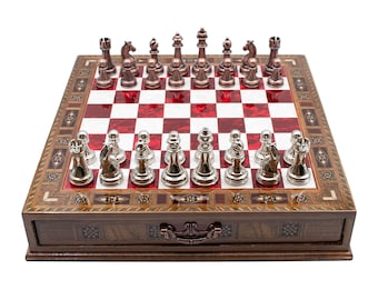 Pezzi Degli Scacchi In Legno Di Sheesham E Bosso, Stile Staunton Boemo, Vintage Anni '50, Chessbazaar