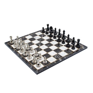 Juego de ajedrez plegable, juego de ajedrez, juego de ajedrez con piezas de metal, juego de ajedrez portátil, tablero de ajedrez de madera con piezas de metal, regalo de Navidad