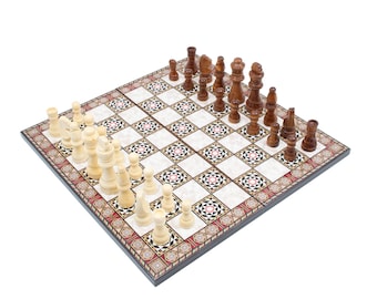 Chess Set, Foldable Wooden Chess Set with chess pieces, Portable Chess set with wooden chess set, Gift for dad her, Christmas Gift for him