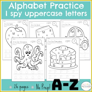 Prática de escrita do alfabeto/ Rastreamento de letras ABC/ Perfeito para pais, escolas infantis e creches I SPY
