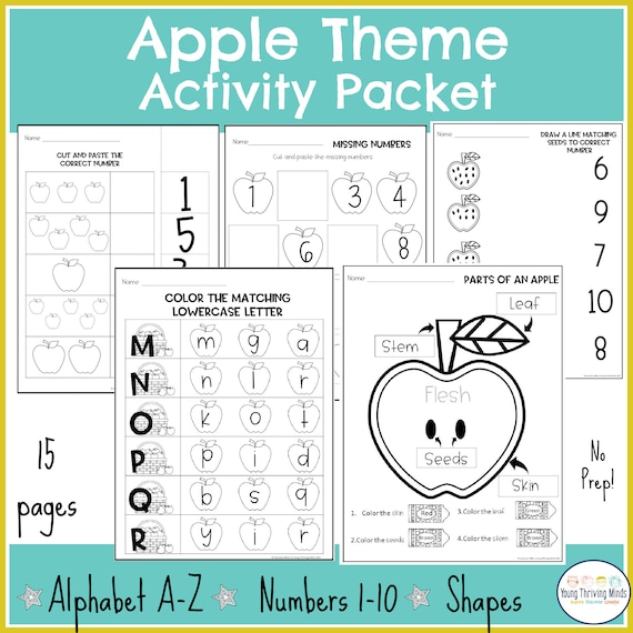 Apple Theme Pre K Activity Printable Numbers & Counting