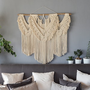 Très grande tenture murale en macramé, grande arche de toile de fond de mariage en macramé, décoration bohème, tapisserie murale tissée, décoration murale en macramé, tête de lit