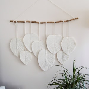 Large Macrame Feathers Wall Hanging, Macrame Leaf, Modern , Boho Decor, Wall Tapestry Hanging Bohemian Macrame Feathers Headboard