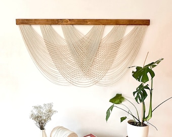 Großer Makramee-Wandbehang, minimalistische Wandteppich-Wandkunst, farbenfrohes Boho-Wanddekor, Garnbehang, Boho-Einweihungsgeschenk, Kopfteil