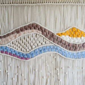 Stor väggbonad i makramé | Boho vävd ullgobeläng | Handgjord fiberkonstdekor | Neutral väggkonst för vardagsrum eller sovrum bild 5