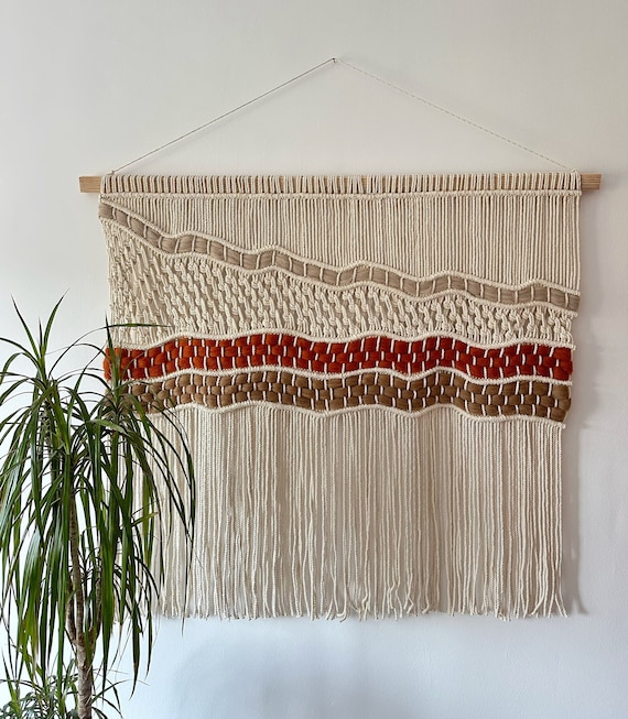 Unique Macrame Wall Hanging for Eclectic Home, One of a kind fiber art, Dragonfly Inspired Wall Decor for Boho Home | MakerPlace by