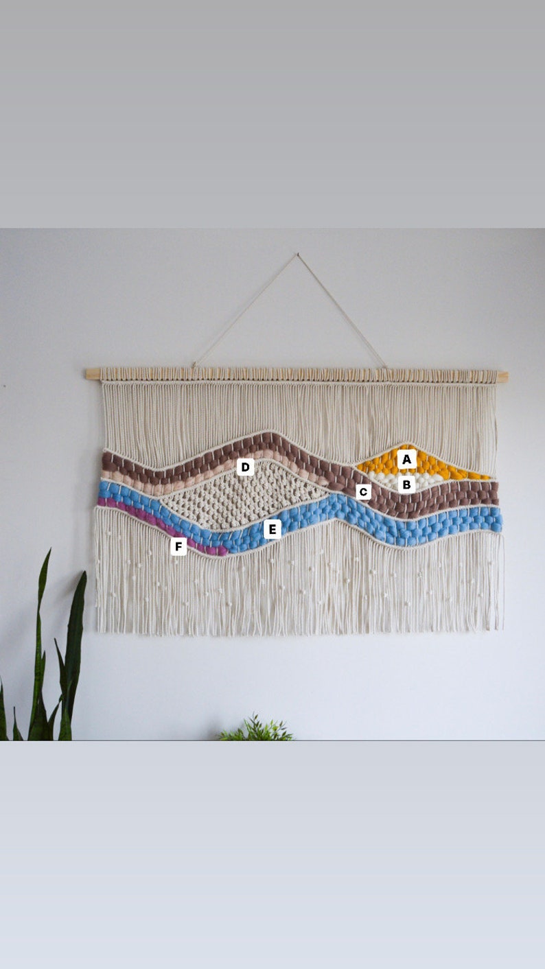 Stor väggbonad i makramé | Boho vävd ullgobeläng | Handgjord fiberkonstdekor | Neutral väggkonst för vardagsrum eller sovrum bild 8