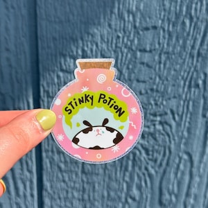Stinky Potion Sticker - Glossy Glitter Vinyl Waterproof Weatherproof Stickers Funny Stink Smelly Potion Bottle
