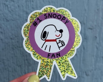 Number #1 Snoopy Fan Sticker- Glossy Glitter Peanuts Vinyl Stickers Award Dog