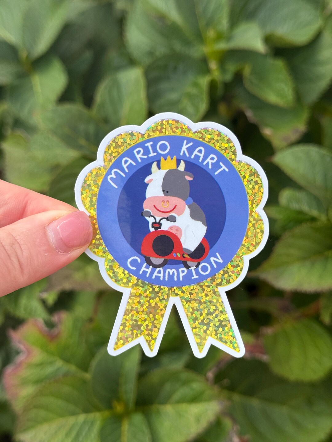 Mario Kart Champion Sticker- Glossy Glitter Vinyl Stickers Award Moo ...