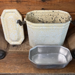 Vintage French Enamel Tin Lunch Tiffin Retro Style, Enamel Lunch Box,Enamel Tin Box, Lunch Box