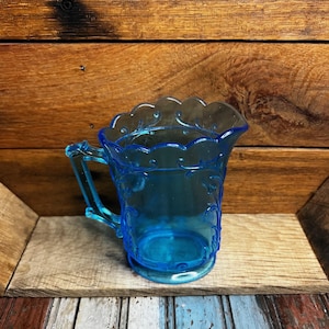 Vintage Antique Westmoreland Belgian Blue Scrolled Spray Creamer (No Lid) c 1893