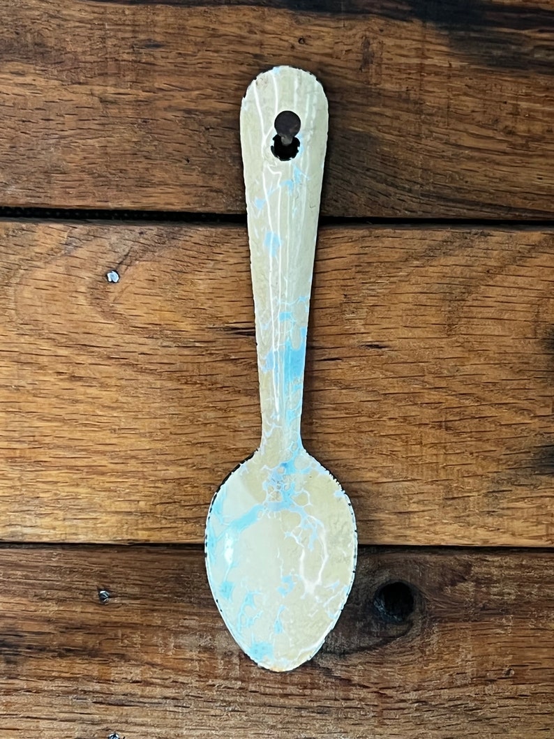 Small Vintage Yellow & Blue Enamelware Spoons Etsy