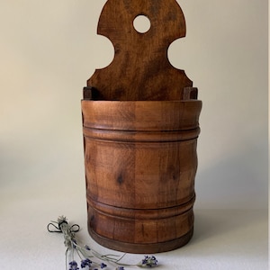 Vintage wooden wall mount treen wood Georgian Salt Boxes