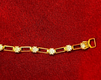 Vintage Diamond Tennis Bracelet, CZ Tennis Bracelet, Dainty Bracelet, Minimalist Bracelet, Gold Tennis Bracelet, Gold Bracelet,
