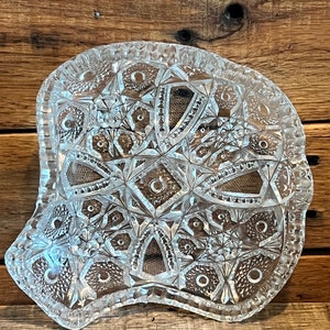 Vintage McKee Prescut Clear Glass Bonbon Dish: EAPG Star Nappy