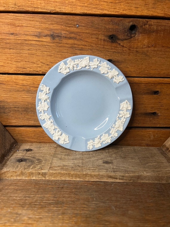 Vintage Wedgwood Blue Queensware Ashtray: 1950s Etruria Trinket