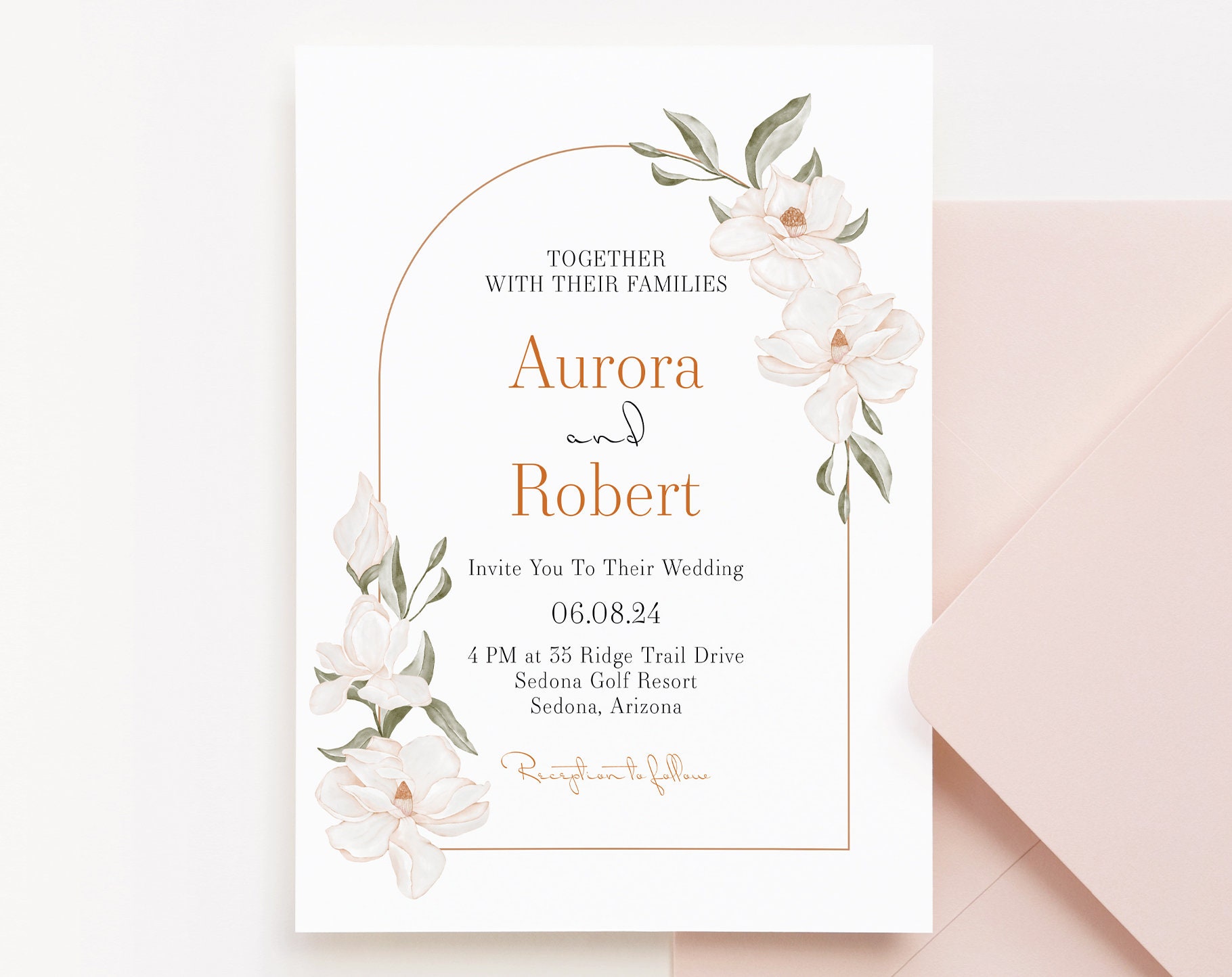 digital pdf MARTHA Modern Boho Wedding template enclosure card minimal wedding Magnolia wishes card simple fall wedding
