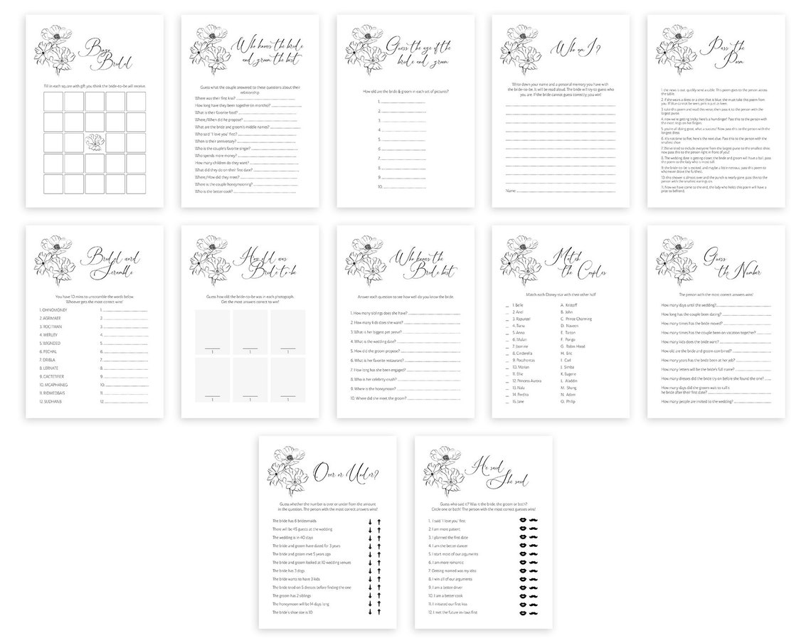 Bridal Shower Games Templates Printable Game Editable Canva Etsy